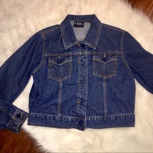 Bill Blass Jeanswear Vintage Denim Trucker Jacket 90s Designer Denim Dark Wash